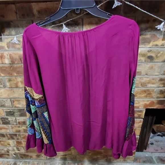 Purple peasant blouse flutter sleeves‎ - Picture 2 of 6